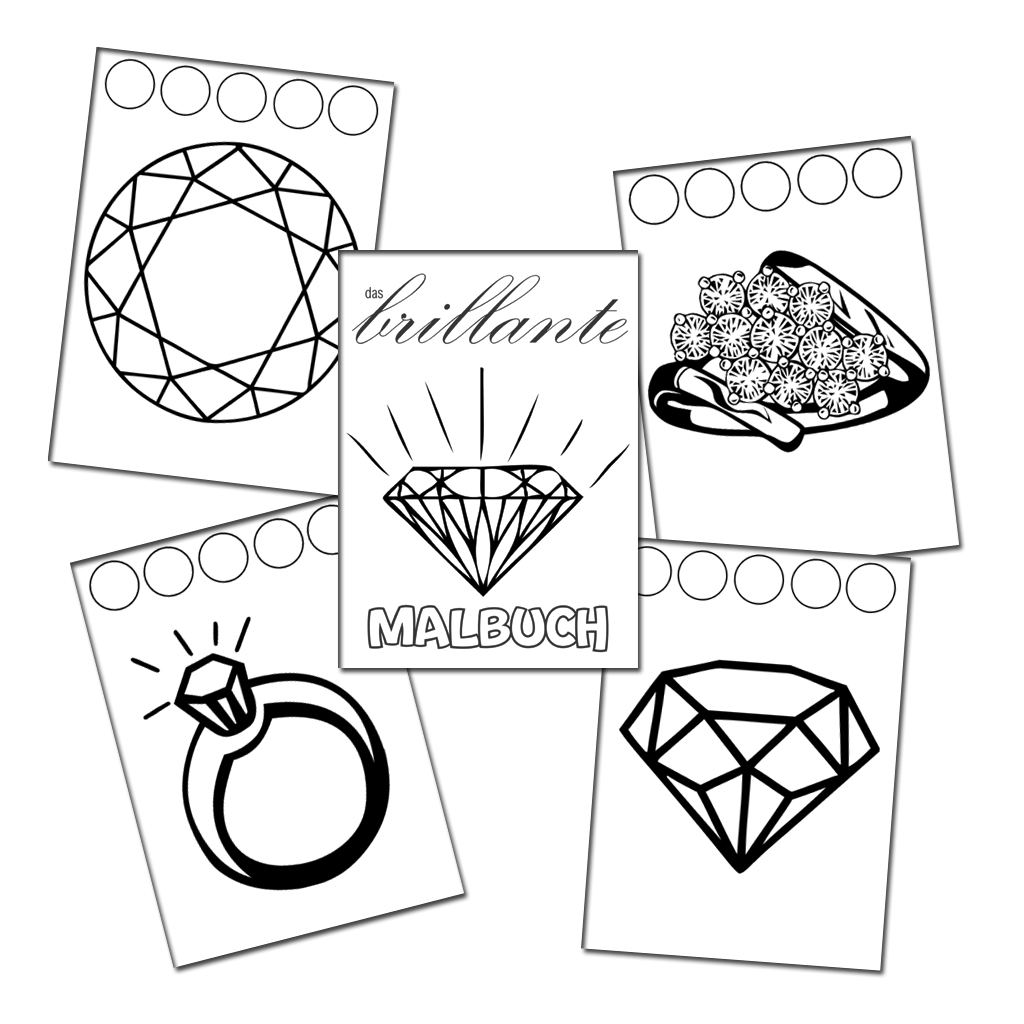 Das Malbuch der Brillanten. Diamanten, Edelsteine und Schmuck zum grossflächigen ausmalen. Ein Malbuch der Soft Skills Media Agentur zum sofortigen Download bei CafeCreativ.com